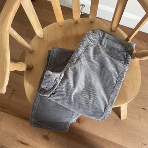 Grey Highwaisted Corduroy Straight Leg Pants